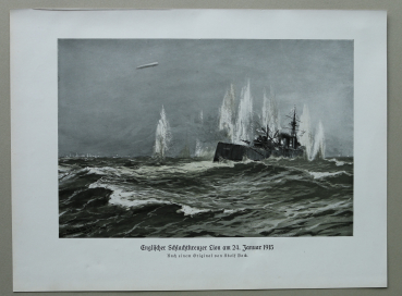 Marine / Englischer Schlachtkreuzer LION / 24. Januar 1915 / Zeppelin / Gefecht / 1914-1918 / 1920er Jahre / 1. Weltkrieg 1.WK WWI / Patriotik Kunst Druck